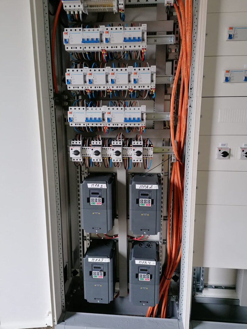 Cuadro eléctrico con protecciones y cableado en instalación eléctrica de un local comercial